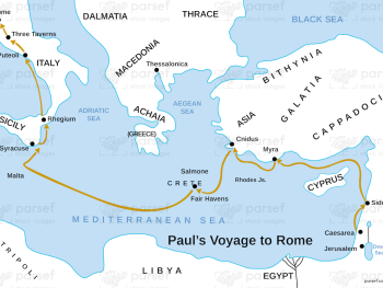 Acts Pauls Voyage to Rome Map image